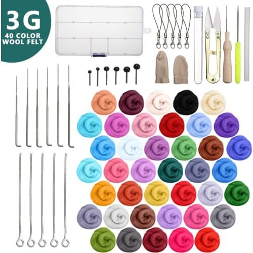 Felt DIY Package Included 40 Color Wool Felt Needle Handle Pin Storage Box Other Tool Kit For DIY Felting Crafts