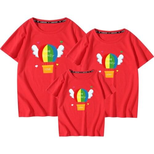 New Family Clothes Summer Print Cotton 100% T-shirt Vacation Tees T Shirt Casual Sweet Girls Short Sleeve Women Streetwear