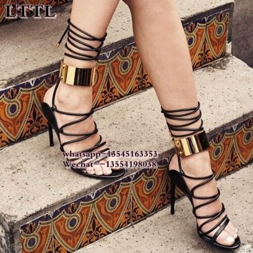 Summer Popular Fan-Shaped Cut Out Lace-up Dress Sandals High Heel Elegant Ladies Boots Thin Heel Dress Shoes Free Shiping