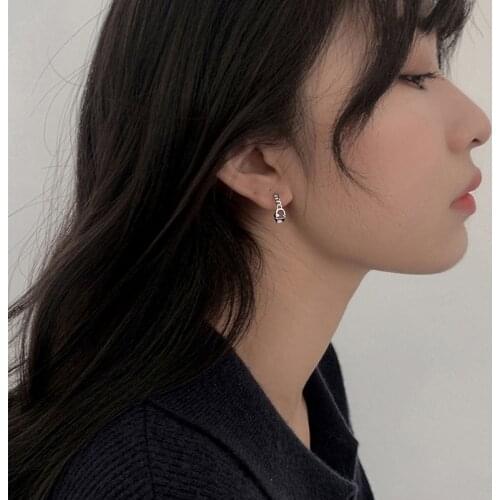 Letter Stud Earrings For Women New Trendy Korean Fashion Style Geometric Chain C-shaped Hot Sale Student Girl Jewelry Wholesale