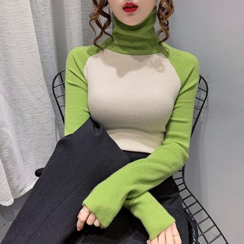 Womens autumn / winter 2020 new foreign style high neck sweater with thickened and slim knit