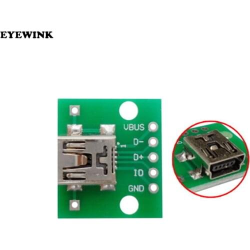 100PCS/LOT USB Turn DIP Female Humpback MINI-5P 2.54mm SMD DIP Switch Adapter Plate Welded