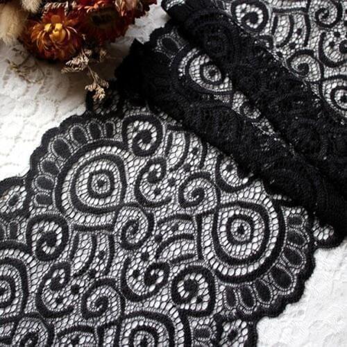 5 or 10yards/lot 19cm Wide Embroidered White Black Elastic Lace Trim Fabric DIY Garment Accessories Sewing Lace Ribbon
