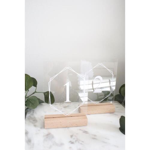 Acrylic table number with white diamond frame Wedding table numbers Perspex wedding numbers