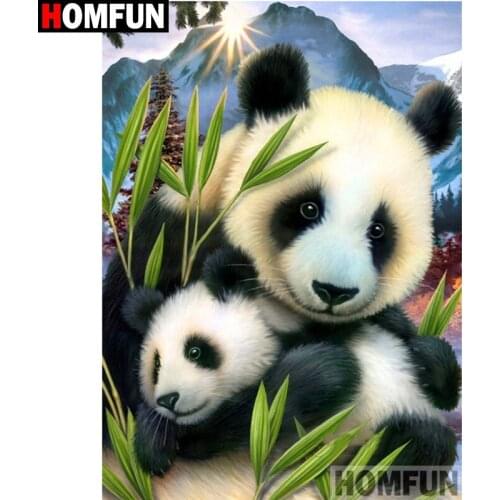 HOMFUN Full Square/Round Drill 5D DIY Diamond Painting "Animal panda" 3D Diamond Embroidery Cross Stitch Home Decor A19861