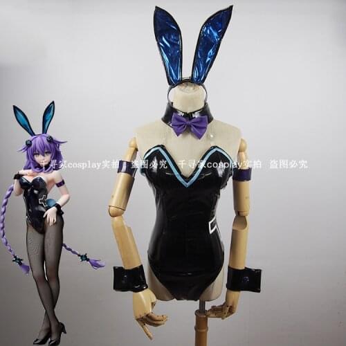 Anime Choujigen Game Neptune Hyperdimension Neptune Cosplay Costume Women Lolita Bunny Girl Purple Heart Sexy Uniform Party Suit