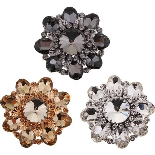 Sparkly 46mm Metal Crystal Rhinestone Shank Buttons for Wedding Dress Decor