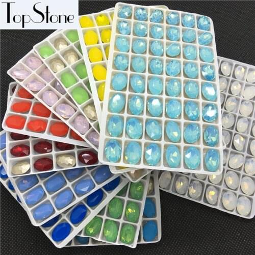 Big Sale Price Opal Colors 10x14mm Oval Rhinestone K9 Glass Crystal High Quality Fancy Stones 48pcs for Jewellry Making