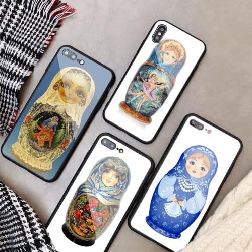 Chocolate Russian Painted Tempered Glass Phone Case For iphone 12 11 Pro Max 5 6 7 8 PLUS X XS XR XSMax Shell