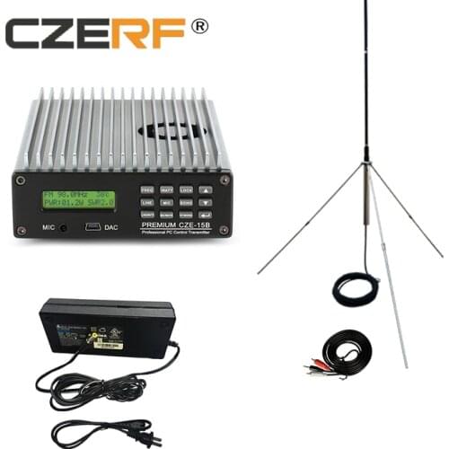 CZE-15B 15w 76-96MHz wireless fm transmitter mini audio amplifier Stereo Mono with outdoor antenna kits