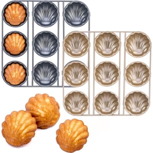 9 Units Shell Shape Baking Mold Madeleine Cake Pan Heavy Carbon Steel Nonstick Coating Bakeware Tools Oven Safe To 450°F