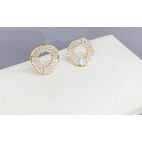 Hot Sale Exquisite CZ Twist Geometric Stud Earrings Unique Delicate 14K Gold Plated Earrings