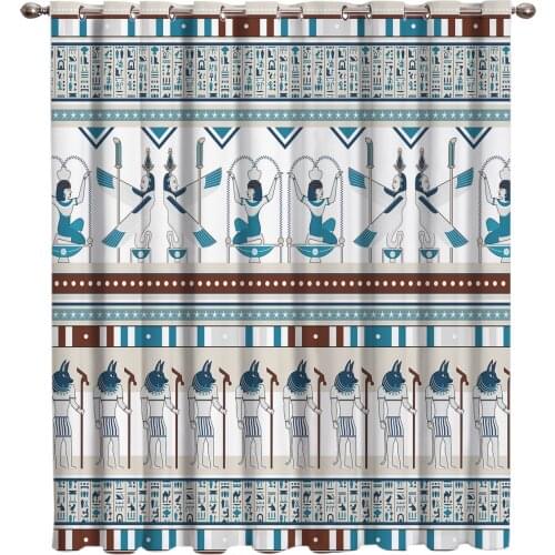 Hieroglyphic Carvings Ancient Egyptian Temple Room Curtains Large Window Curtains Bedroom Fabric Window Treat Home Decor