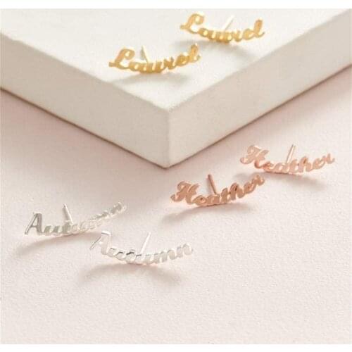 Customized name stud earrings fashion personalized stainless steel exquisite stud earrings ladies jewelry gifts