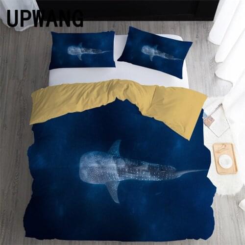 UPWANG 3D Bedding Set Whale Printed Duvet/Quilt Cover Set Bedcloth with Pillowcase Bed Set Home Textiles