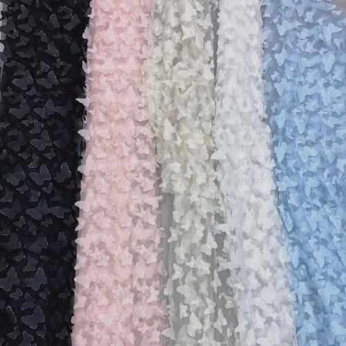 3D Laser Butterfly Embroidery Lace Fabric Childrens Clothing Sewing Accessories RS2944