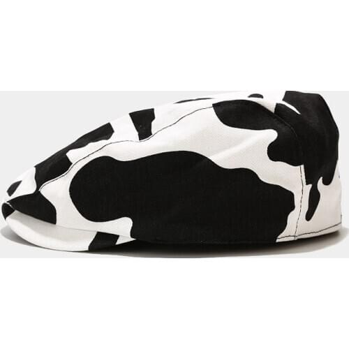 LDSLYJR Cotton Cow pattern print Newsboy Caps Flat Peaked Cap Men and Women Painter Beret Hats 17