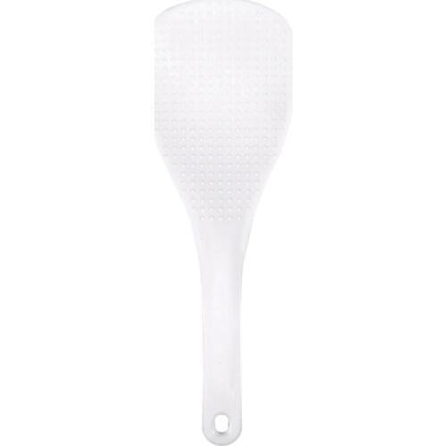 Kitchen Dotted White Plastic Flat Rice Scoop Paddle Meal Spoon