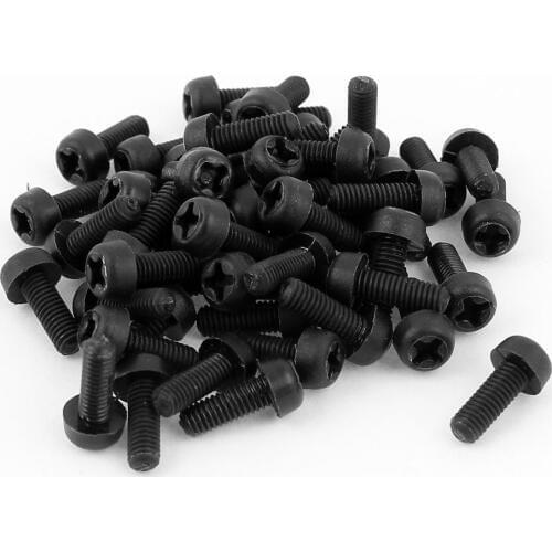 M3 x 8mm Plastic Phillips Cross Pan Head Machine Screws Black 50 PCS LXM