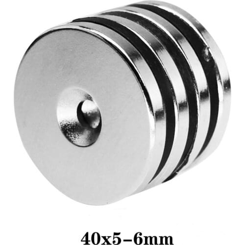 1~20PCS 40x5-6 mm Powerful Magnet 40*5 mm Hole 6mm Round Countersunk Magnetic 40x5-6mm Neodymium Disc Magnets 40*5-6 mm 40x5