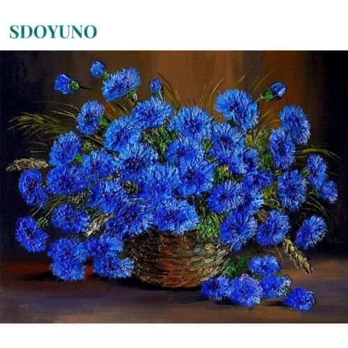 SDOYUNO 60x75cm Oil Painting By Numbers Flower Frameless DIY Picture By Numbers Hand Painting Home Decoration On Canvas