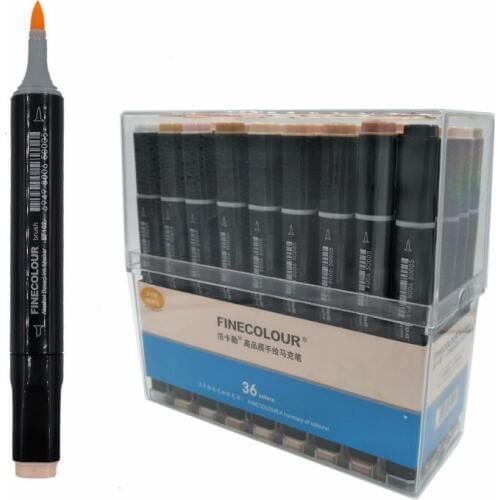 FINECOLOUR12/24/36COLOURS Double-headed Mark Sketch Skin Tone Artist for Paintbrush Painting Mark Set School Student Supplies