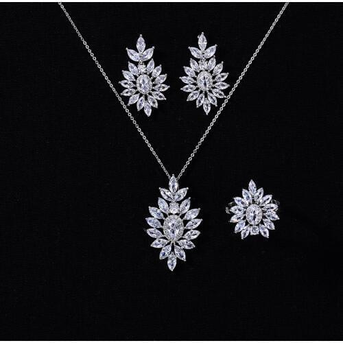 Jewelry Sets HADIYANA Trendy Wedding Party Adjustable Necklace Bridal Luxury Jewelry Sets CN1312 Parure Bijoux Femme Mariage