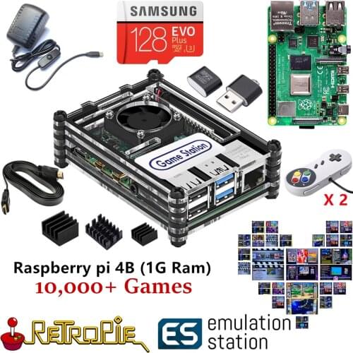 New Emulation Station ES 128G Raspberry Pi 4B 14000+ Games in 1 Retropie Arcade Game Console Classic Retro Games