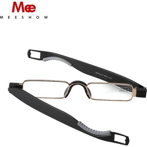 Folding Reading Glasses TR90 Resin Lens Men Women Stainless Steel Reading Eyewear 360 Flex +1.0 +3.5 Case Included 6112