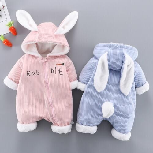 Autumn and winter baby one-piece clothes plus velvet thickening newborn warmth casual romper baby sports hooded suit sweater cot
