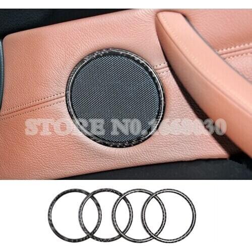 Carbon Fiber Car Door Speaker Trim Cover 4pcs For BMW X5 E70 2008-2013 X6 E71 2009-2014 Car accesories interior Car Trim