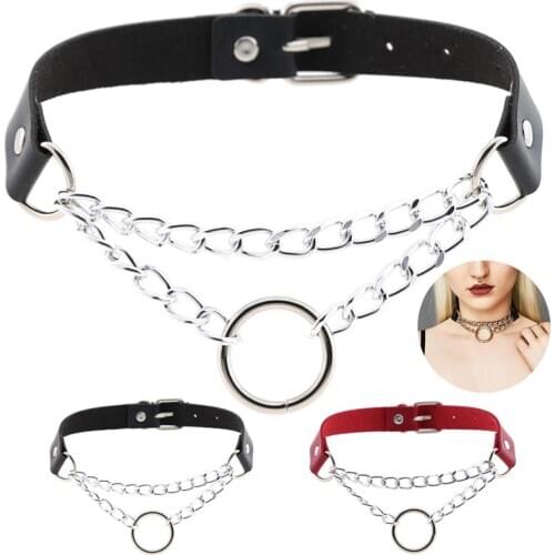 Gothic Chain Necklace Multilayer Punk Choker Collar Goth Pendant Necklace Women Black Leather Emo Kawaii Witch Rave Jewelry
