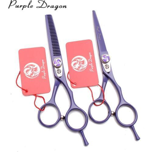 6" Stainless Purple Hairdressers Scissors Regular Shears Thinning Shears Hairstylist Scissors Professional Hair Scissors Z1018
