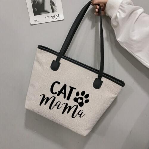 Cat Mama Gift for Cat Lovers Canvas Tote Bag Shoulder Bag Shopper Shopping Bag