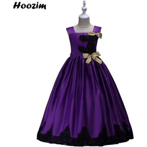 Luxury Purple Ruched Back Zipper Gala And Red Carpet Pageant Dress Girls 6-15 Years Embroidery Flower Long Evening Dresses Teen