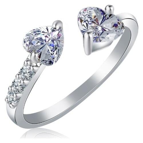 Heart Cubic Zirconia Adjustable Ring Temperature male ring steel mood Emotion feeling smart temperature sensitive rings women waterproof jewelry