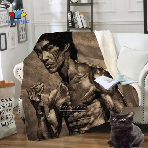 SONSPEE Custom Design Blanket Bruce Lee Blanket 2020 3D Printing Chinese Martial Arts Kung Fu Children Adult Sofa Warm Blanket