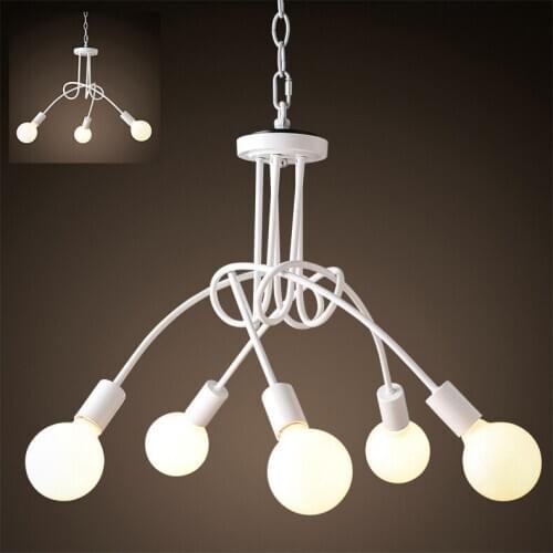 Mordern Nordic Retro White/black Matte Painting Light Chandelier Vintage Loft E27 Luminaire Lamparas Ceiling Lamp Fixture Light