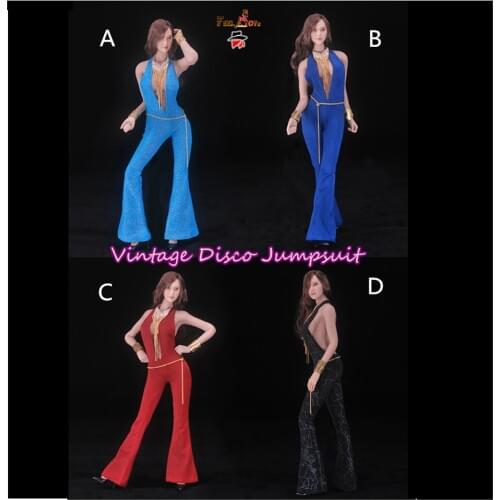 In Stock FT010 1/6 Woman Sexy Clothes Set Vintage Disco Disco Jumpsuit Clothing Coveralls Model for 12'' Action Figure Body