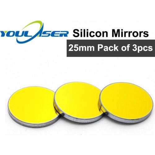 High Quality 3pcs Silicon Co2 Laser Reflect Mirror 25mm Diameter 3mm Thickness For Co2 Laser Engraving And Cutting Machine