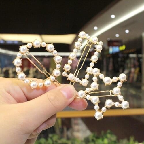 Imitation Pearl Hair Clip Women Barrette Stick INS Brief Elegant Design Round Hair Pin Accessories Styling Tools rhinestone pin