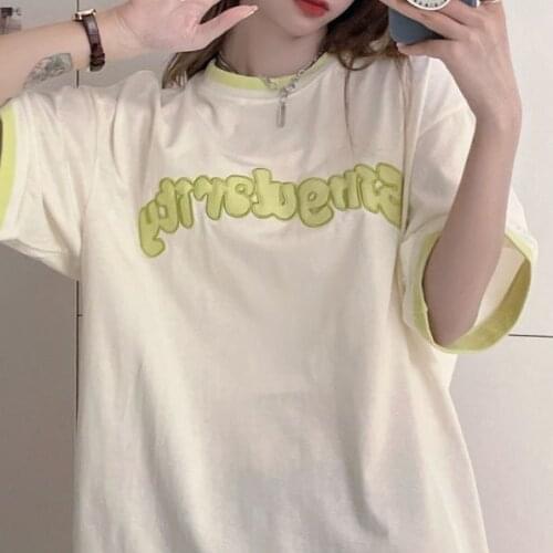 Short Sleeve Ladies T-Shirt Letter Printing Retro Harajuku Top T-Shirt Summer Streetwear Casual Oversized T-Shirt 2021 Women