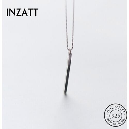 INZATT Real 925 Sterling Silver MInimalist Stick Pendant Choker Necklace For Fashion Women Party Fine Jewelry Cute Accessories