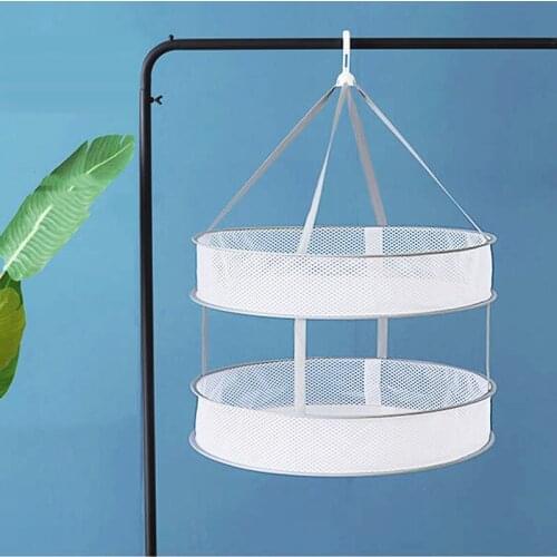 1 Piece Round Cloth Drying Net Windproof Clothes Dryer Net Portable Folding Drying Rack Home Hanging Laundry Dryer Mesh Basket