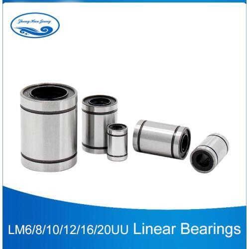 10pcs/lot Linear Bearing LM6 8 10 12 16 20UU Linear Bushing CNC Linear Bearings for 3D Printer Accessories Bearing Steel