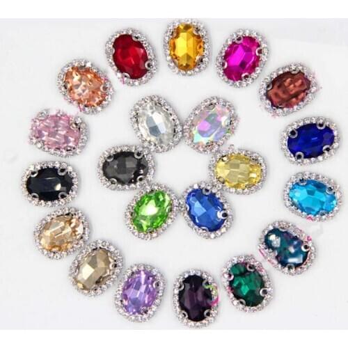 2016New 100Pcs Oval Glass Sewing On Rhinestones Buttons For Wedding Dress Decorations or DIY Hair Accessioress NT02