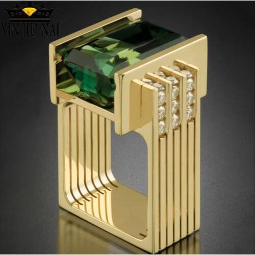 18 K gold- grandmother green princess diamonds Several Personality Cubes engagement Green Jadeite/Gemstone Zircon ring