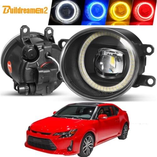 2 X Angel Eye Fog Light Assembly Car Front Bumper LED Lens Fog Daytime Running Lamp DRL 12V For Scion tC 2011 2012 2013