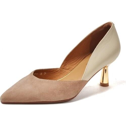 2021 New Women Dress Shoes Patchwork Pumps Pointed Toe Party Shoes Woman Fashion Pumps Low Heels Boat Shoe Ladies