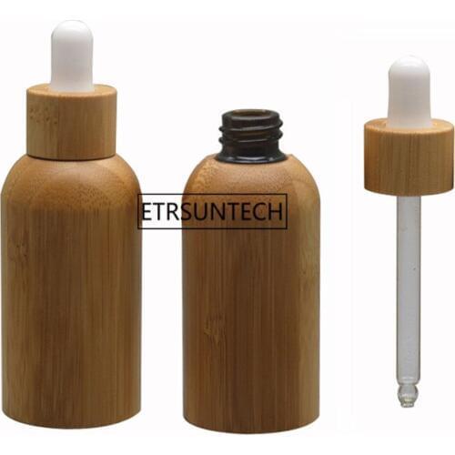 30ml empty Natural Bamboo Wood glass dropper bottle bottle refillable bottle free tool F1512